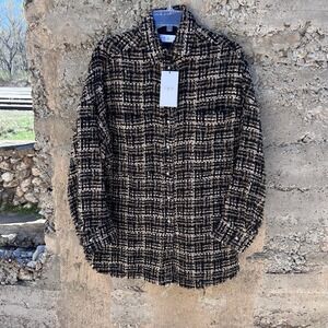 IRO $595 NWT Tweed Shacket Jacket Multicolor Women's Size 34 Oversized Brown